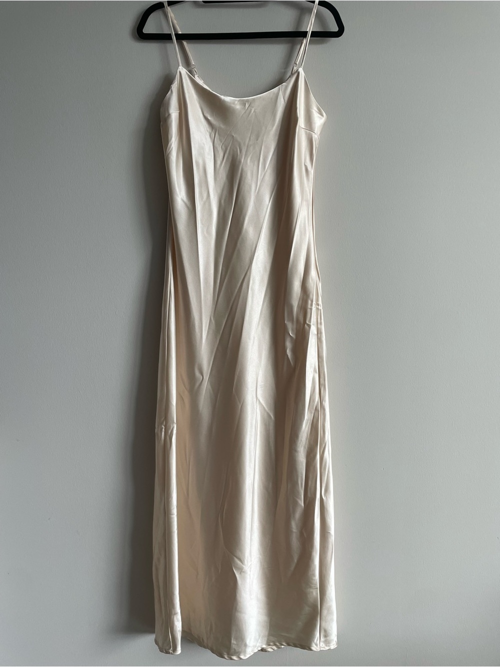 Thirty Thirty satin slip dress maxi champagne bridal LWD L